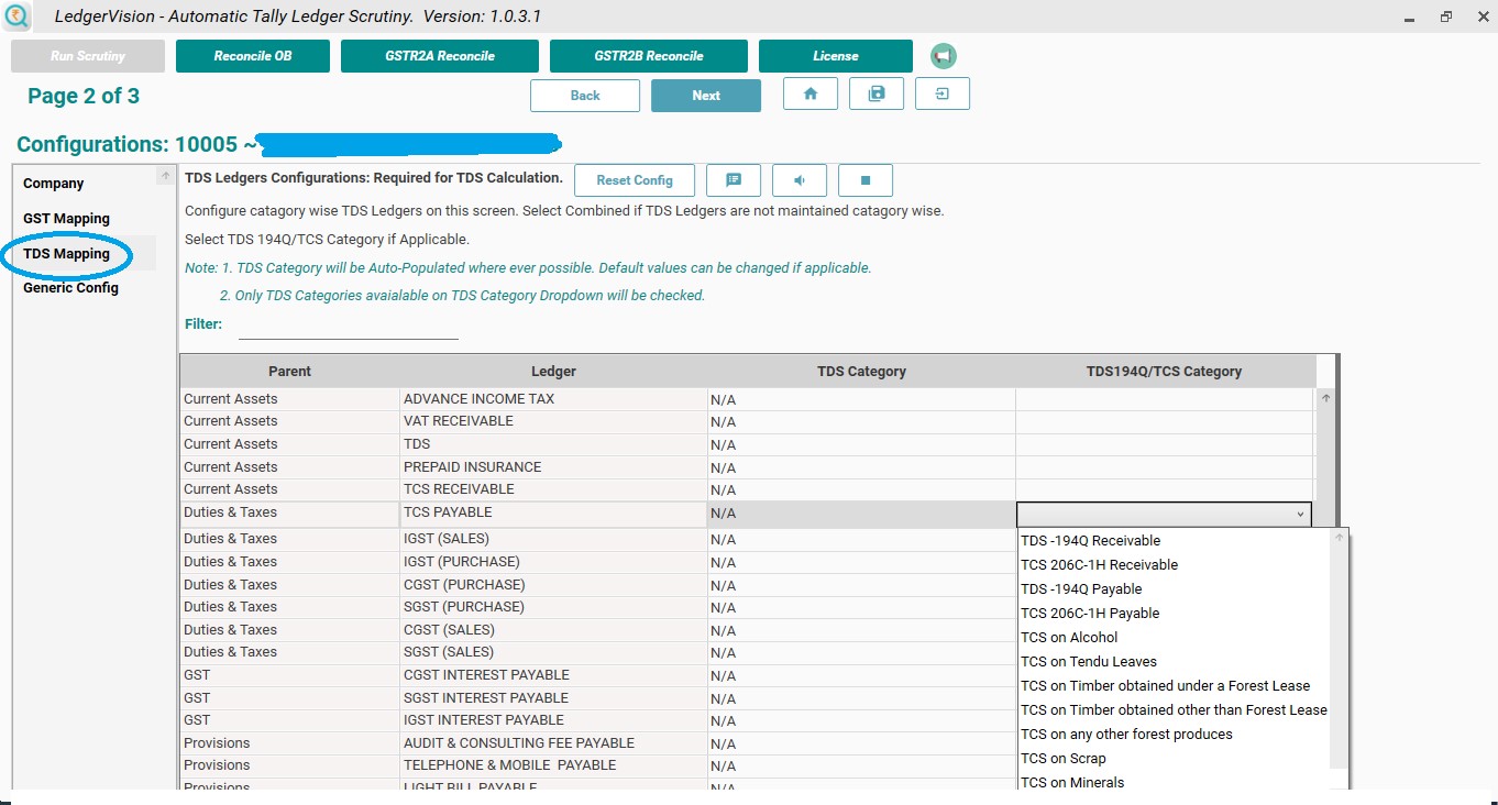 TCS 206c - tds ledger configuration