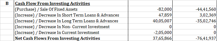 cashflow investing activity